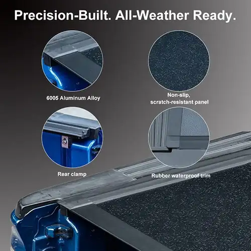 Low Profile Hard Quad-Fold Tonneau Cover for GMC Sierra