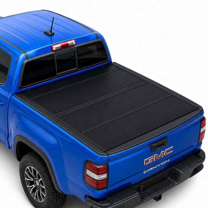GMC Canyon को लागि कम प्रोफाइल हार्ड Quad-Fold Tonneau कभर